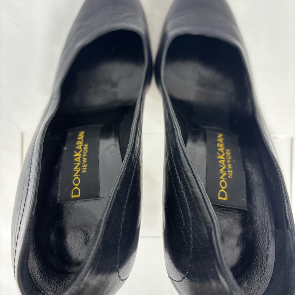 Donna Karen New York Pumps Leather Sleek Classic Sculpture Heel Black Size 6.5B - Picture 14 of 16